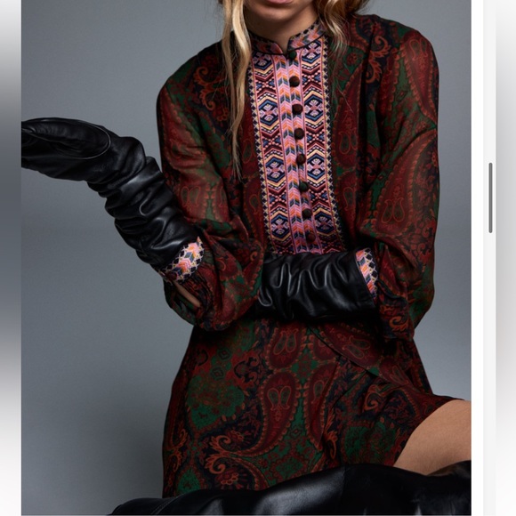 NWT ZARA JACQUARD RIBBON DRESS - Picture 1 of 15